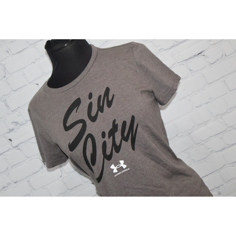 Under Armour Sin City Las Vegas T-Shirt Women Medium Gray Heatgear Loose Fit